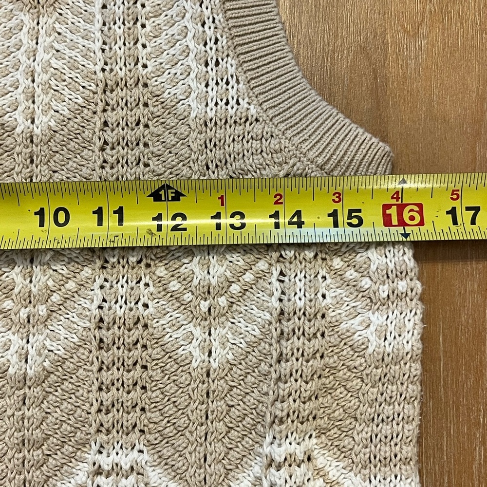 Banana Republic Tank Top Womens  Beige White Chevron Knit Sleeveless Cotton SZ S - Picture 7 of 8